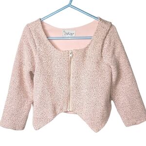 Pippa & Julie Light Pink Textured Zip-Front Girls Jacket - Size 4